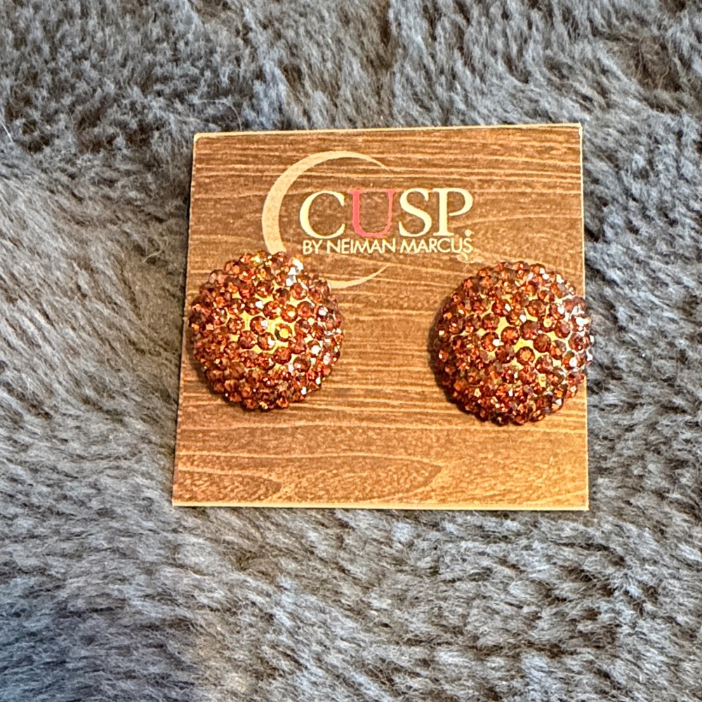 Neiman Marcus CUSP Sparkling Rust Gold Post Earrings